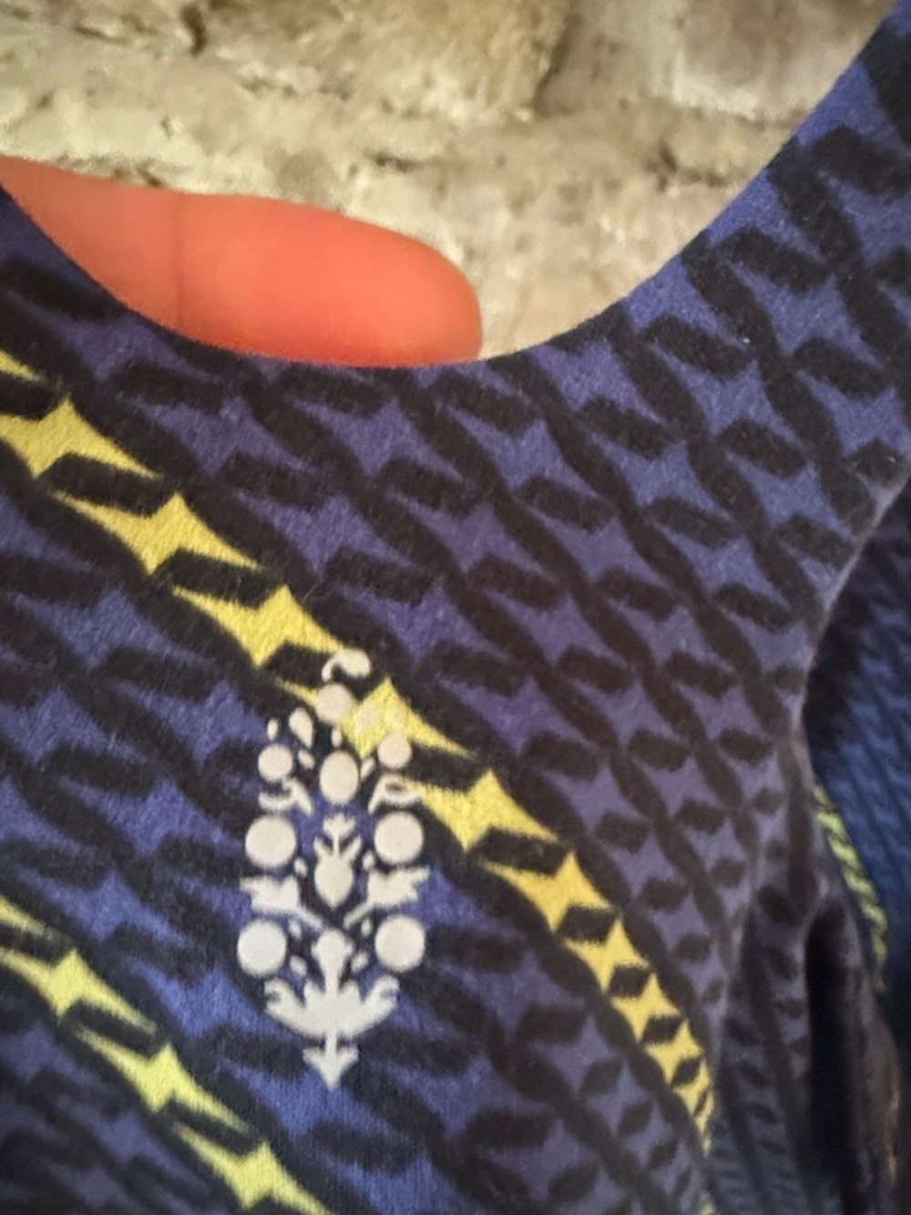 FP Movement by Free People Blue & Yellow Patterned Racerback Sports Bra - Picture 7 of 8